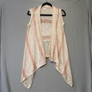 Kismet Womens Boho Striped Knit Vest Size XS Crochet Sleeveless Cardigan Western